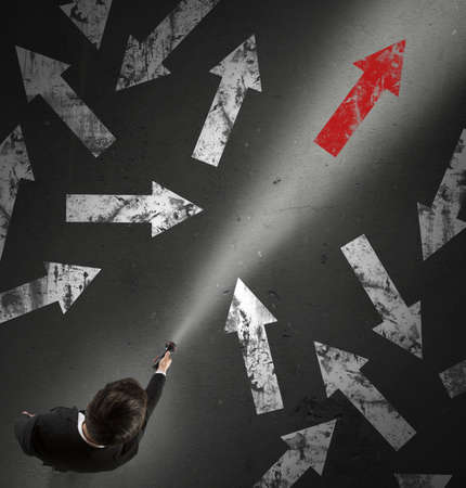 Man lights the right direction to takeの写真素材