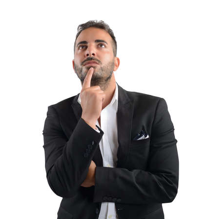 Businessman thinking about what decision to takeの写真素材