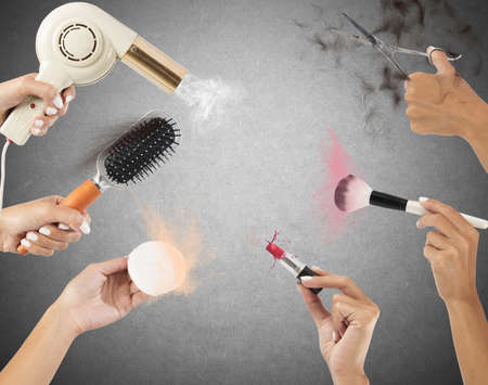 Styling tools for make up and hairの写真素材