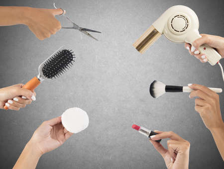 Styling tools for make up and hairの写真素材