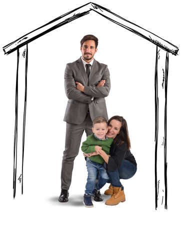 United and happy family in a houseの写真素材