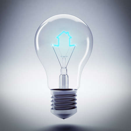 Energy of bulb light with blue filamentの写真素材