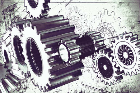 System of a mechanism gear stuck togetherの写真素材