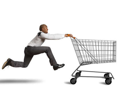 Run to go shopping looking for dealsの写真素材