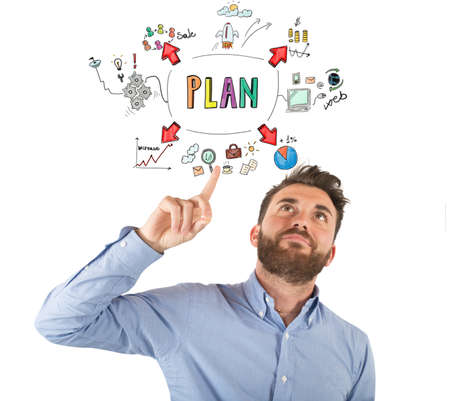 Businessman thinks to organize his working life