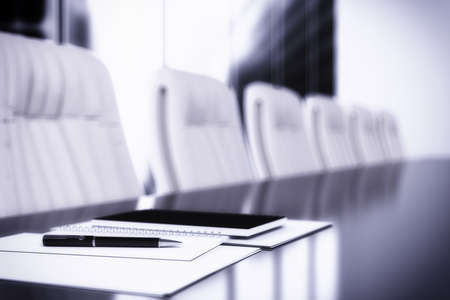 Notebook on table in a meeting room