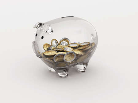 Euro money in a piggy bank transparentの写真素材