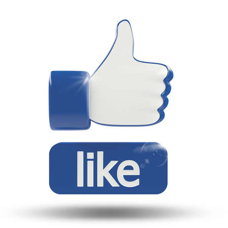 Hand with a thumbs-up with written likeの写真素材