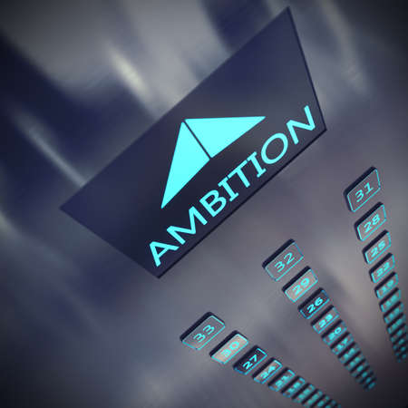 3D rendering of an elevator with written ambitionの写真素材