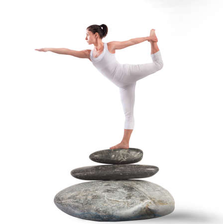 Very flexible woman in a pilates positionの写真素材