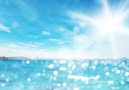 Background of clear sea and sunny skiesの写真素材