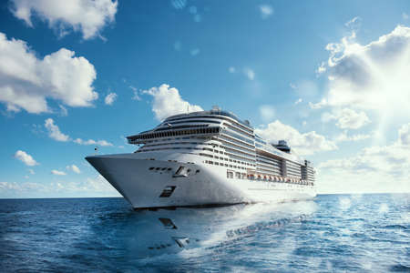 Cruising at sea with reflection on water