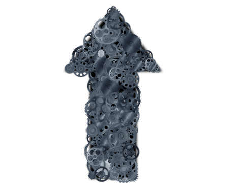 System of gears that form an arrow. 3d rendering