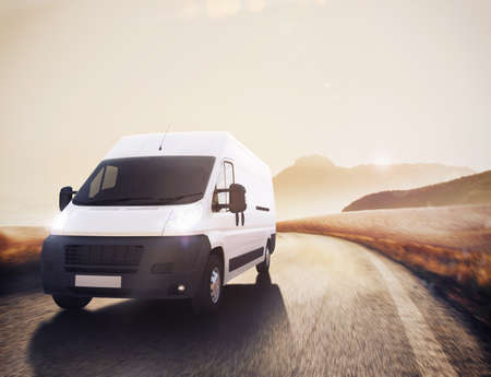 Truck on road in a natural landscape
. 3D Rendering