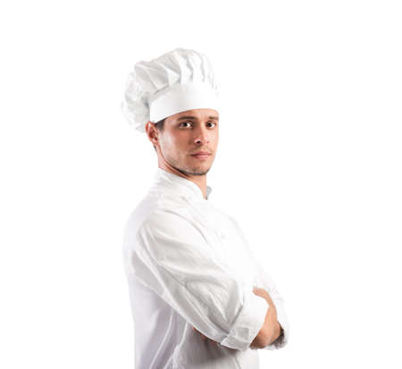 Chef with hat and apron with safe self-expressionの写真素材