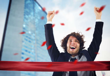 Successful victorious businessmanの写真素材