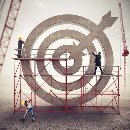 Teamwork build a business target . Mixed mediaの写真素材