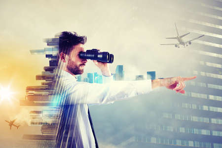 Businessman looking to the futureの写真素材