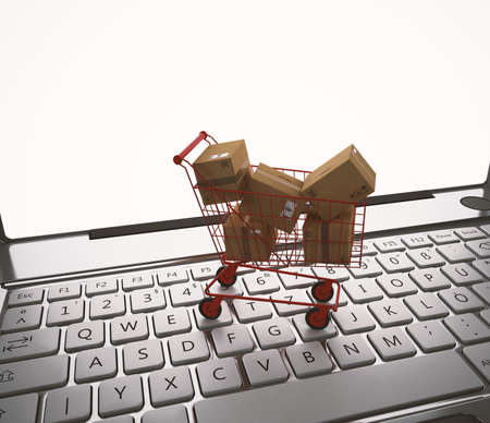 Shopping online. 3D Renderingの写真素材