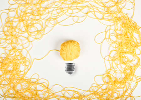 Concept of idea and innovation with wool ballの写真素材