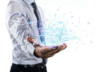 Concept of interconnection spheres connected each other. System of network concept