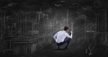 Futuristic project of a buildingの写真素材