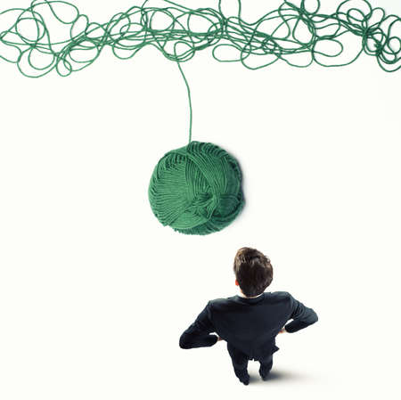 Concept of solution and innovation with wool ballの写真素材