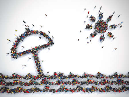 Multitude of people deployed as a seaside resort. 3D Renderingの写真素材