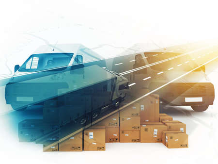 Concept of box distribution system. 3D Renderingの写真素材