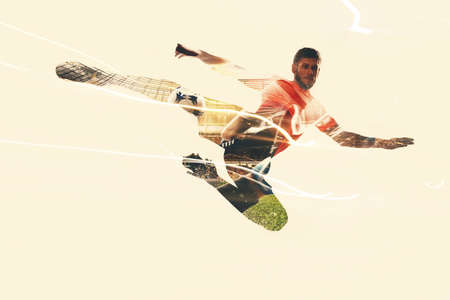 Football player at the soccer stadiumの写真素材