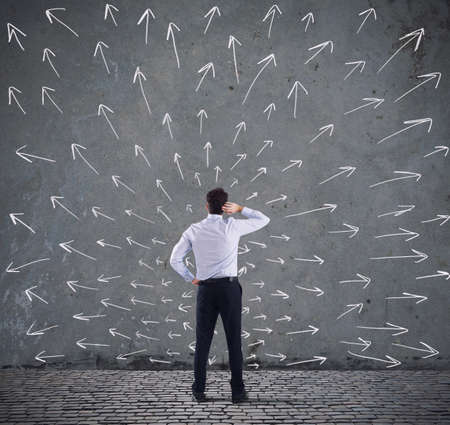 Difficult choices of a businessman. concept of confusion