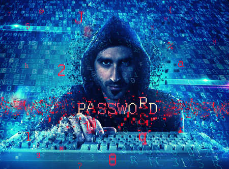 Hacker reading personal information. Concept of privacy and securityの写真素材