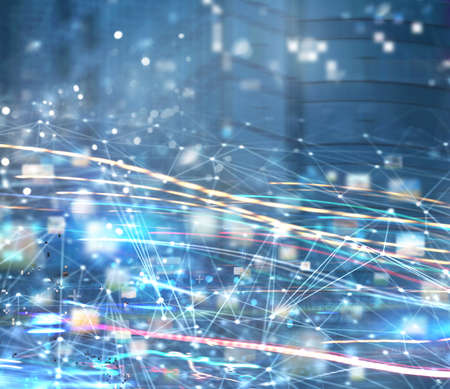 Abstract internet connection network background with motion effects