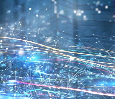 Abstract internet connection network background with motion effectsの写真素材