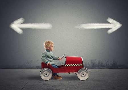 Difficult choices of a young businessman. concept of confusionの写真素材