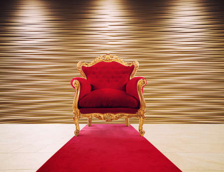 Red and gold luxury armchair. concept of success and glory