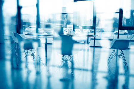 Business background of a with meeting room. double exposure