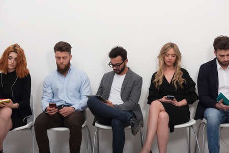 Business people connected on internet network with laptop and tablet. concept of startup companyの写真素材