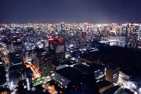 Night skyline of Tokyo city from a skyscraper.