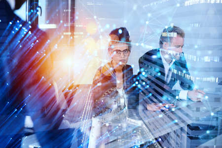 Group of business partner looking for the future. Concept of corporate and startup