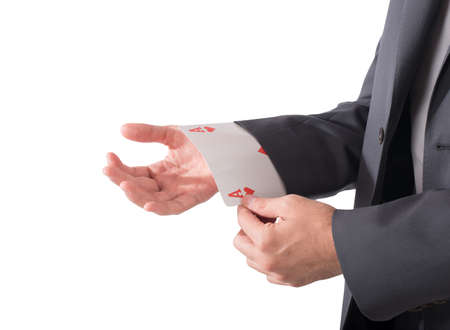 Businessman out of sleeve a poker cardの写真素材