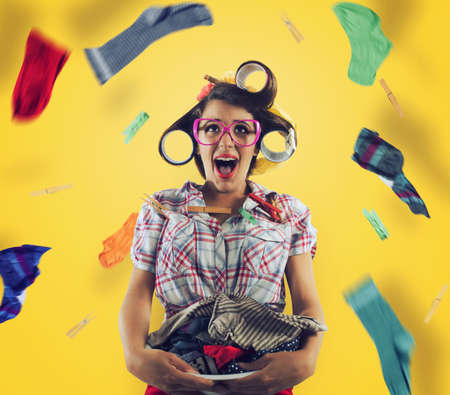 Stress due to overwork of a housewifeの写真素材