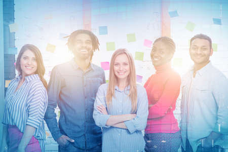 Happy business team in office. Concept of positivity , startup, partnership and integrationの写真素材