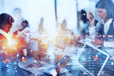 Business people that work together in office. Concept of teamwork and partnership