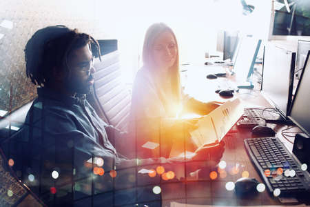 Business people that work together in office. Concept of teamwork and partnershipの写真素材