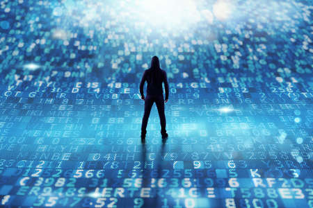 Hacker is searching to encrypt personal data and passwordの写真素材