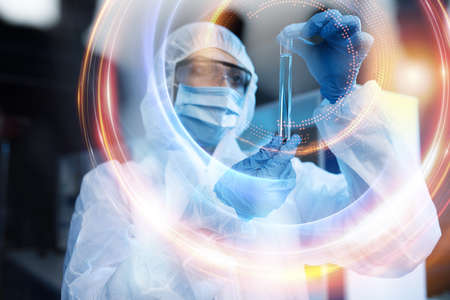 Medical science laboratory. Concept of bacteria research against covid-19 coronavirusの写真素材