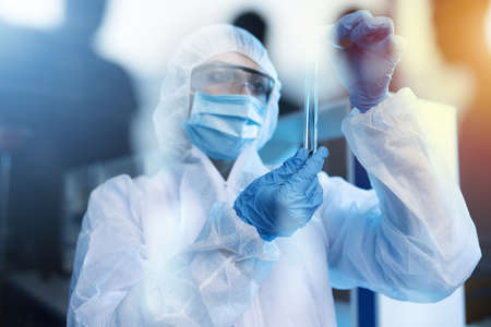 Medical science laboratory. Concept of bacteria research against covid-19 coronavirus