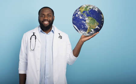 Doctor shows the world cleaned of covid19 virus and now safeの写真素材