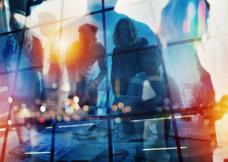 Background of business people that work during night